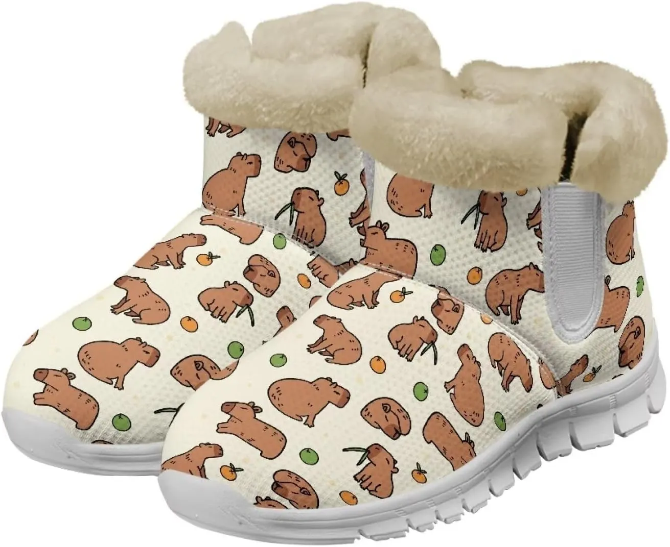 Womens Snow Boots Warm Fur Lined Winter Boots Anti-slip Ankle Booties Memory Foam Lightweight Fuzzy Boots