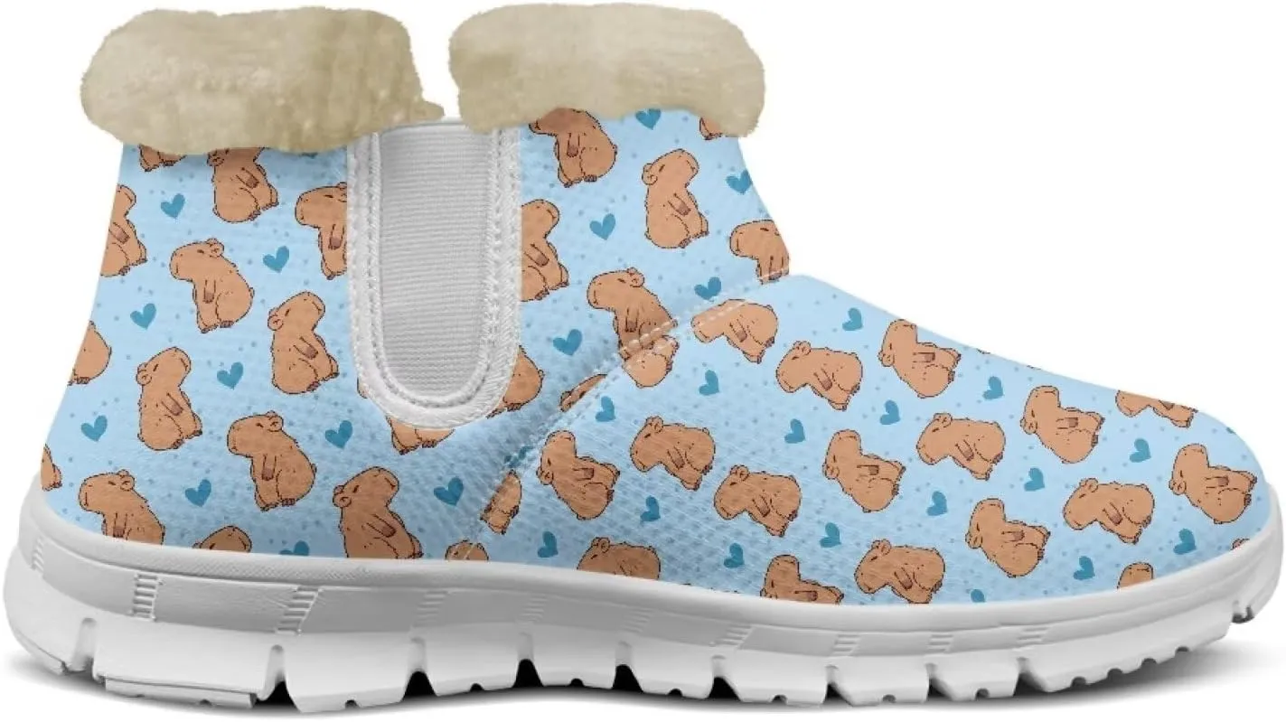 Womens Snow Boots Warm Fur Lined Winter Boots Anti-slip Ankle Booties Memory Foam Lightweight Fuzzy Boots