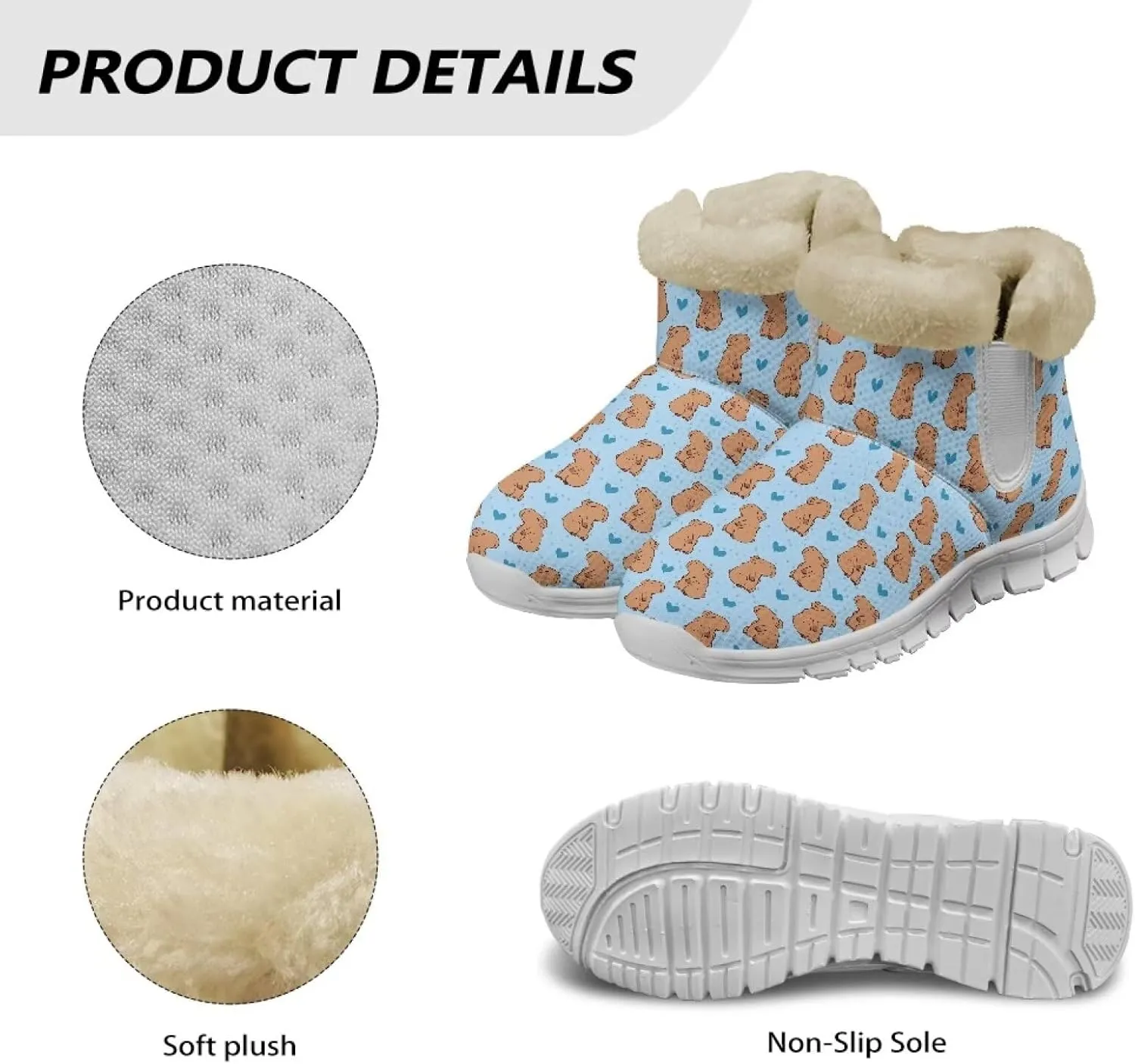 Womens Snow Boots Warm Fur Lined Winter Boots Anti-slip Ankle Booties Memory Foam Lightweight Fuzzy Boots