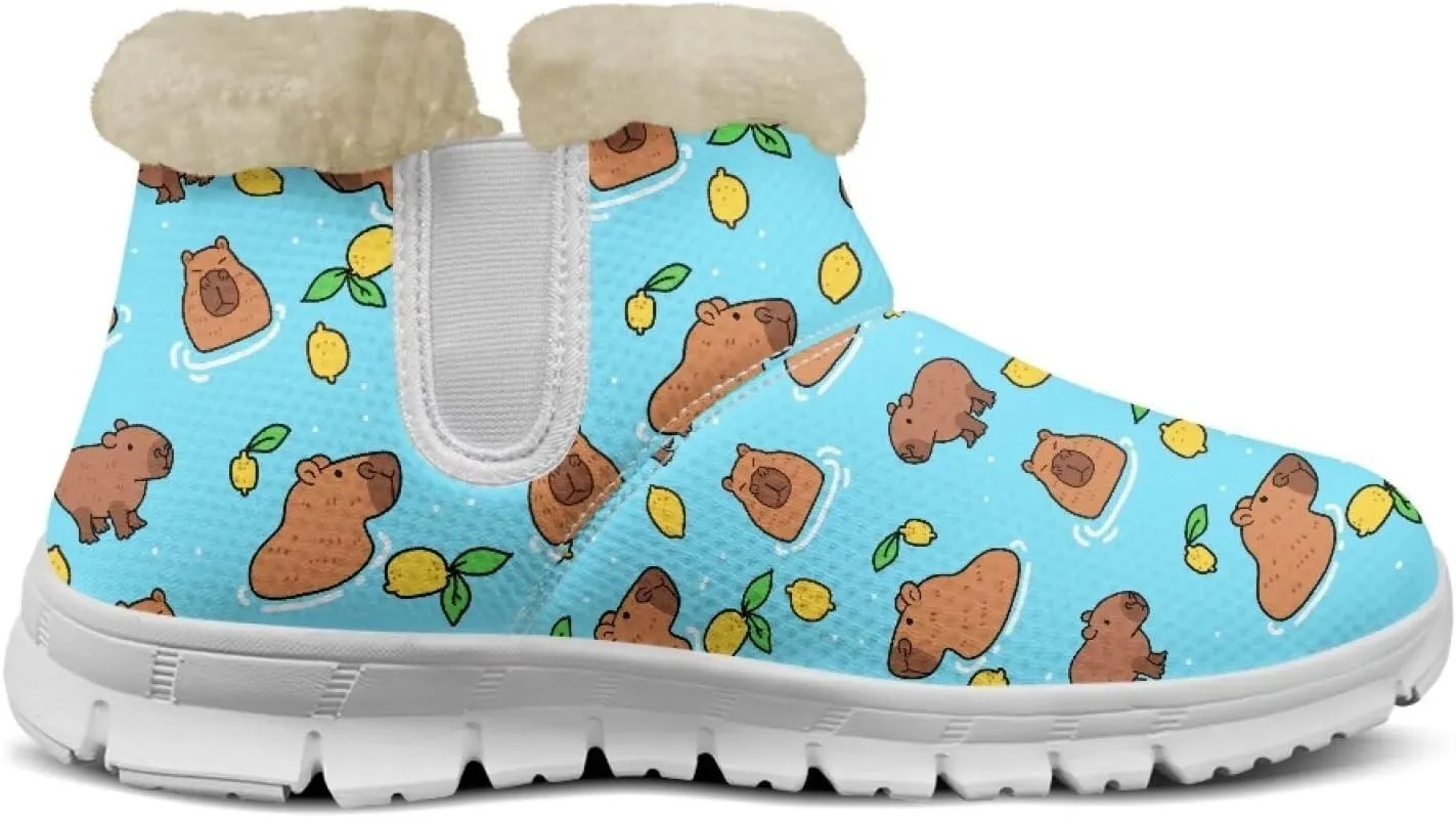 Womens Snow Boots Warm Fur Lined Winter Boots Anti-slip Ankle Booties Memory Foam Lightweight Fuzzy Boots