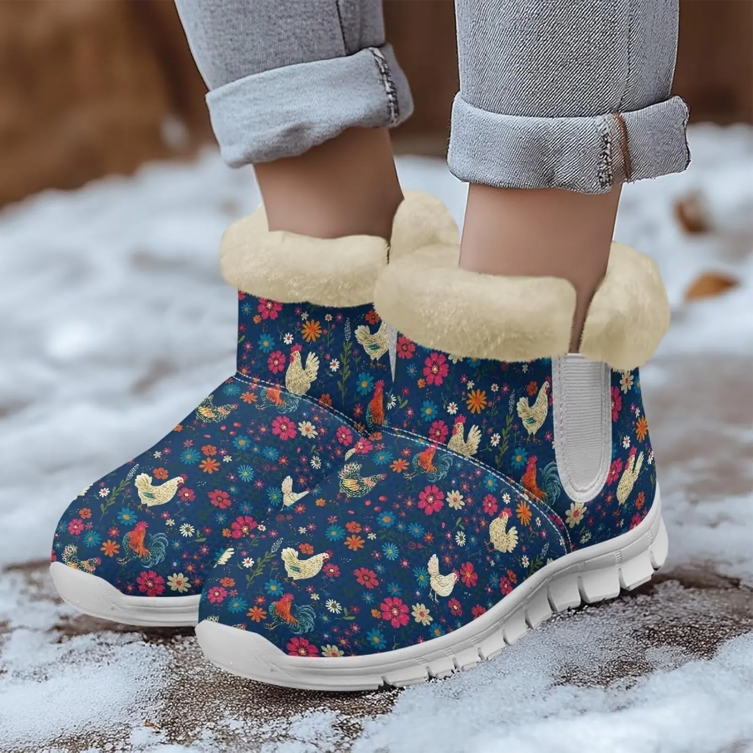 Womens Snow Boots Warm Fur Lined Winter Boots Anti-slip Ankle Booties Memory Foam Lightweight Fuzzy Boots