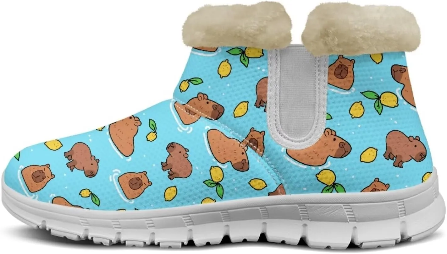 Womens Snow Boots Warm Fur Lined Winter Boots Anti-slip Ankle Booties Memory Foam Lightweight Fuzzy Boots