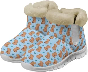 Womens Snow Boots Warm Fur Lined Winter Boots Anti-slip Ankle Booties Memory Foam Lightweight Fuzzy Boots