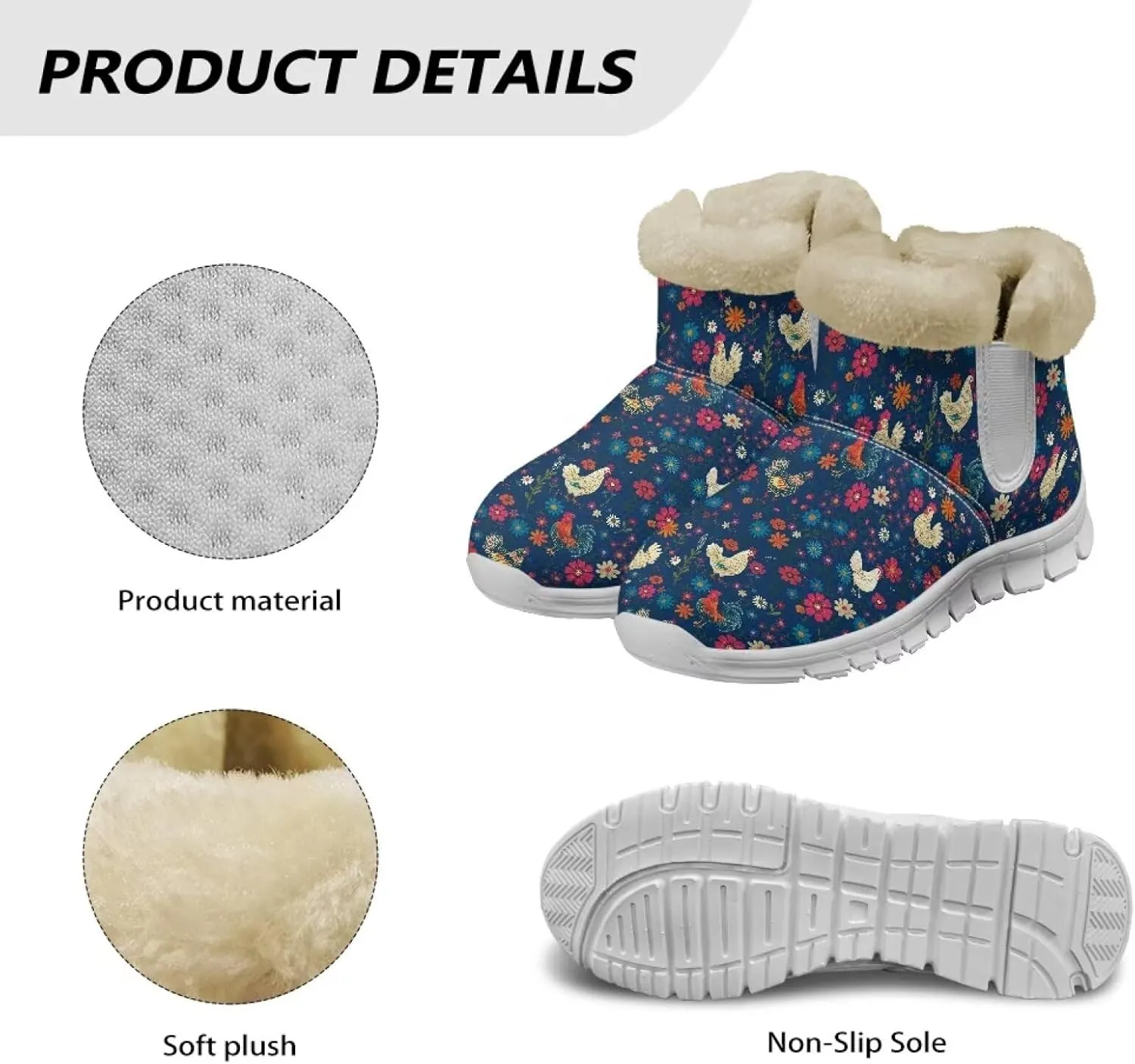 Womens Snow Boots Warm Fur Lined Winter Boots Anti-slip Ankle Booties Memory Foam Lightweight Fuzzy Boots