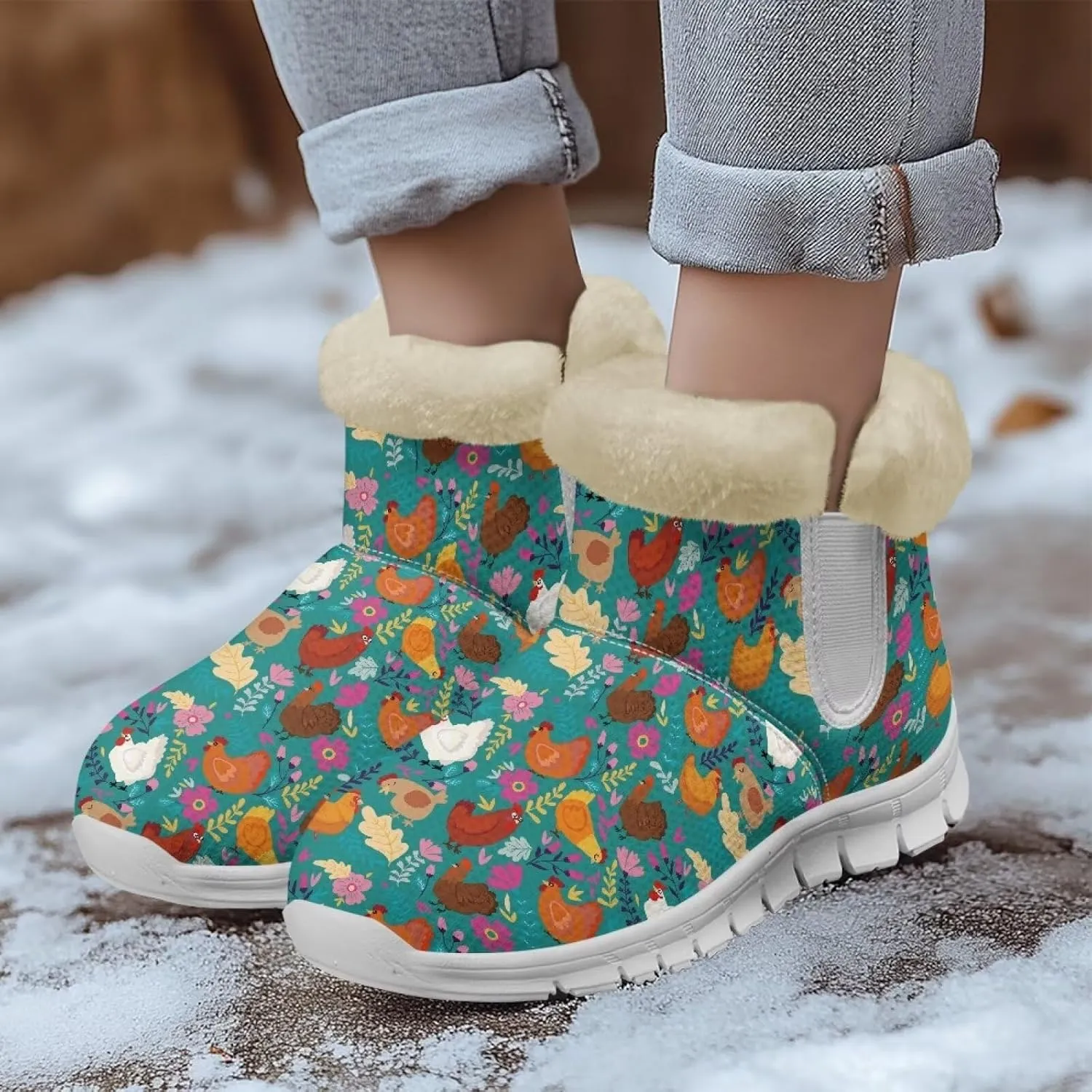 Womens Snow Boots Warm Fur Lined Winter Boots Anti-slip Ankle Booties Memory Foam Lightweight Fuzzy Boots