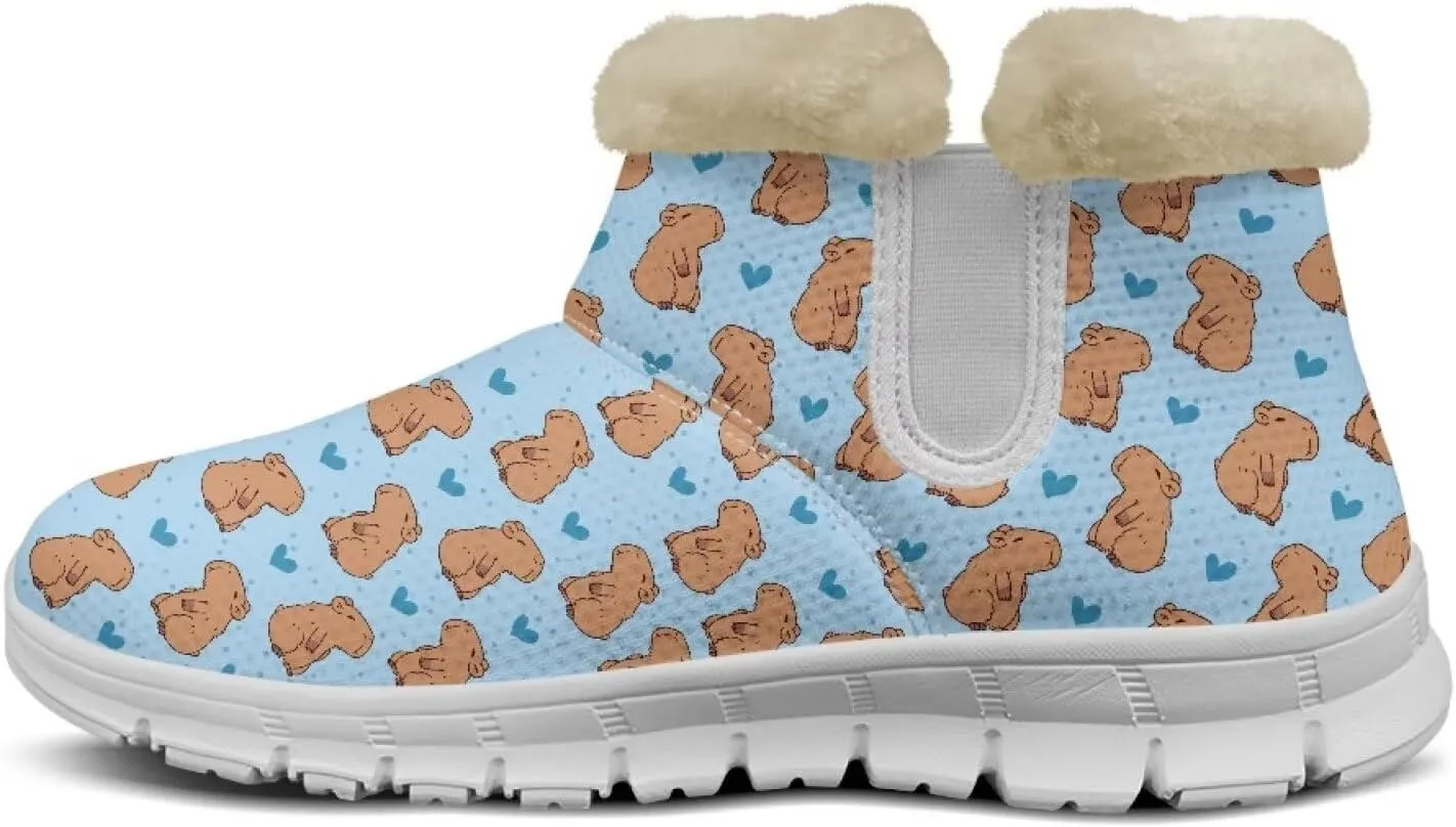 Womens Snow Boots Warm Fur Lined Winter Boots Anti-slip Ankle Booties Memory Foam Lightweight Fuzzy Boots