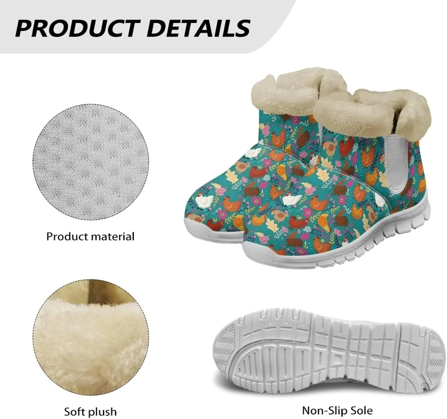 Womens Snow Boots Warm Fur Lined Winter Boots Anti-slip Ankle Booties Memory Foam Lightweight Fuzzy Boots