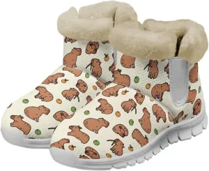 Womens Snow Boots Warm Fur Lined Winter Boots Anti-slip Ankle Booties Memory Foam Lightweight Fuzzy Boots