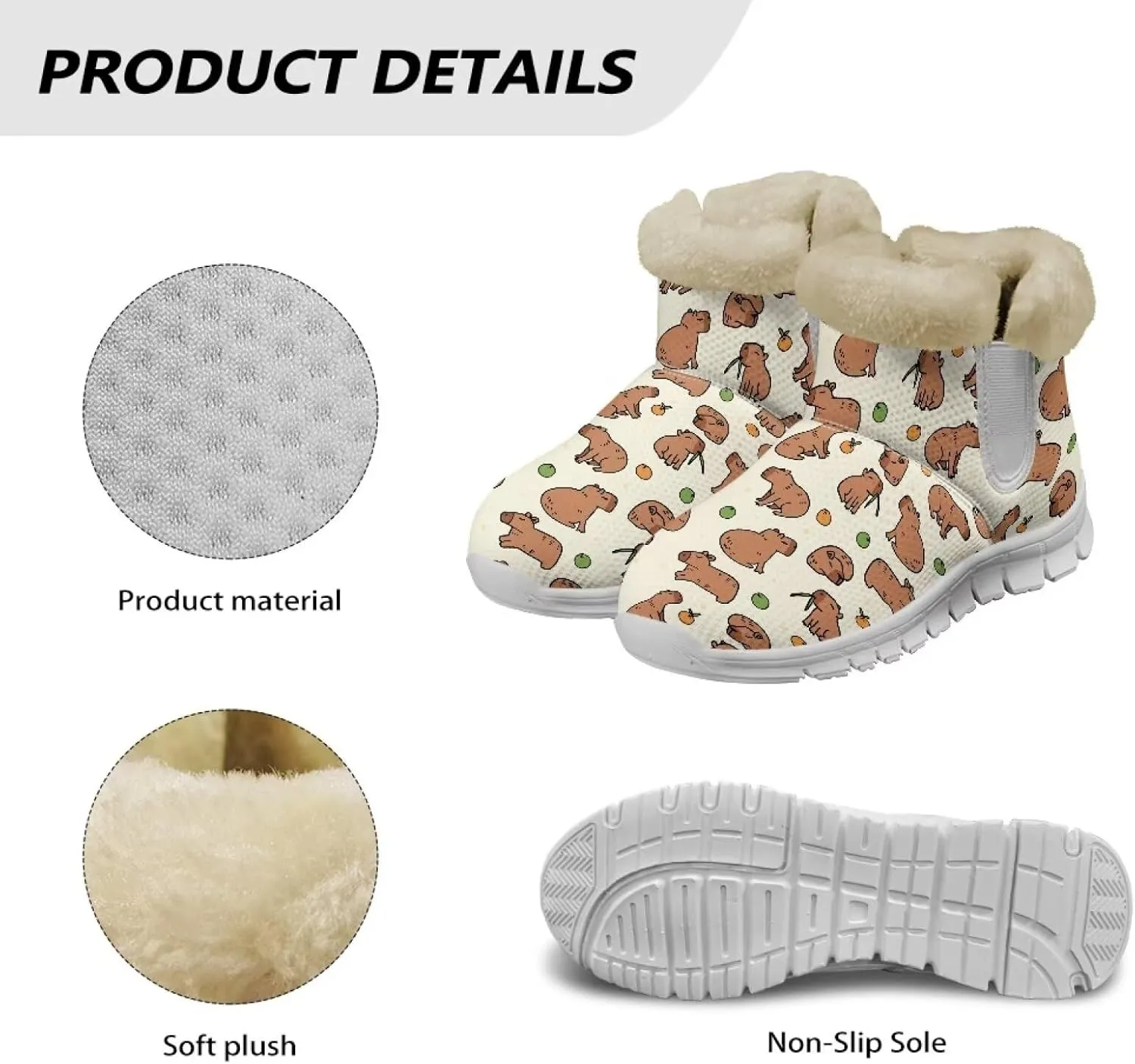 Womens Snow Boots Warm Fur Lined Winter Boots Anti-slip Ankle Booties Memory Foam Lightweight Fuzzy Boots