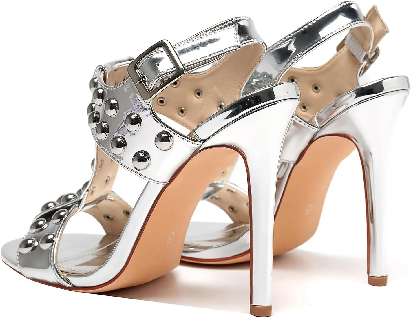 Womens Sparkly Beaded Open Toe Stiletto Sandals Ankle Strap Nightclub Party Wedding Shoes