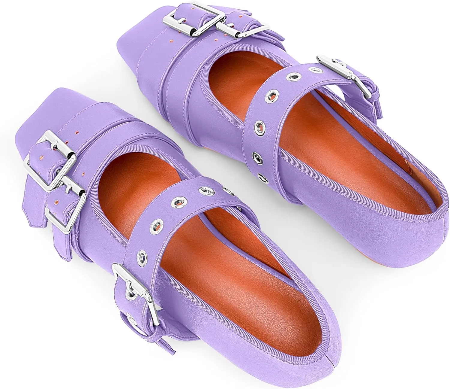Women's Square Toe Ballet Flats with Buckle Straps Comfortable Mary Jane Shoes