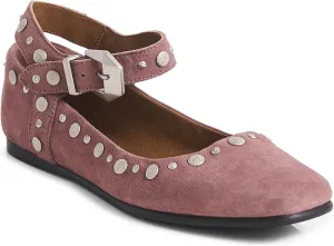 Women's Stud Mary Jane Flats Metallic Square Toe Ballet Flats Ankle Buckle Strap Comfy Ballerina Shoes
