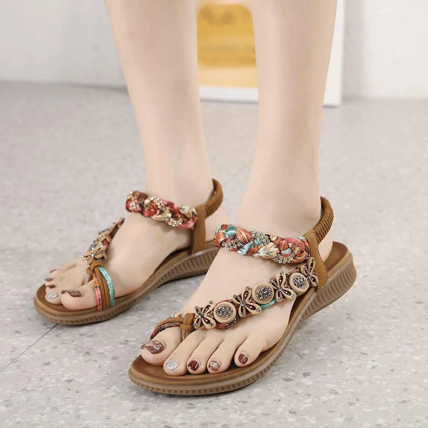 Women's Summer Flat Sandals Open Toe Flip Flop Design Casual Beach Footwear Slip On Comfortable For Walking With