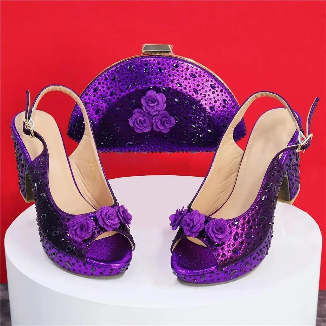 womens Summer Peep Toe Beach Wedding Sandals Clutch Nigerian Designer Party Set