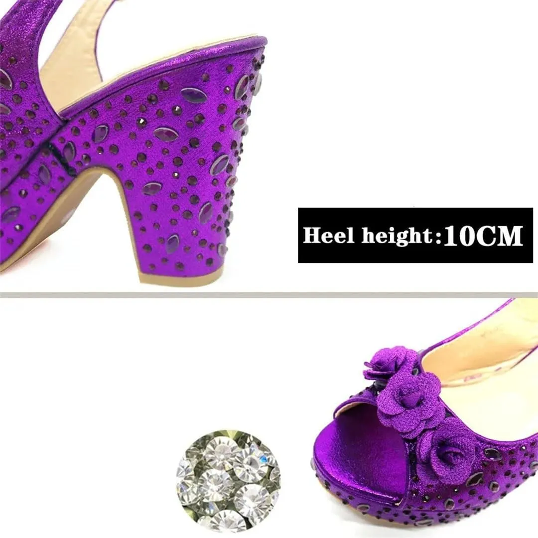 womens Summer Peep Toe Beach Wedding Sandals Clutch Nigerian Designer Party Set