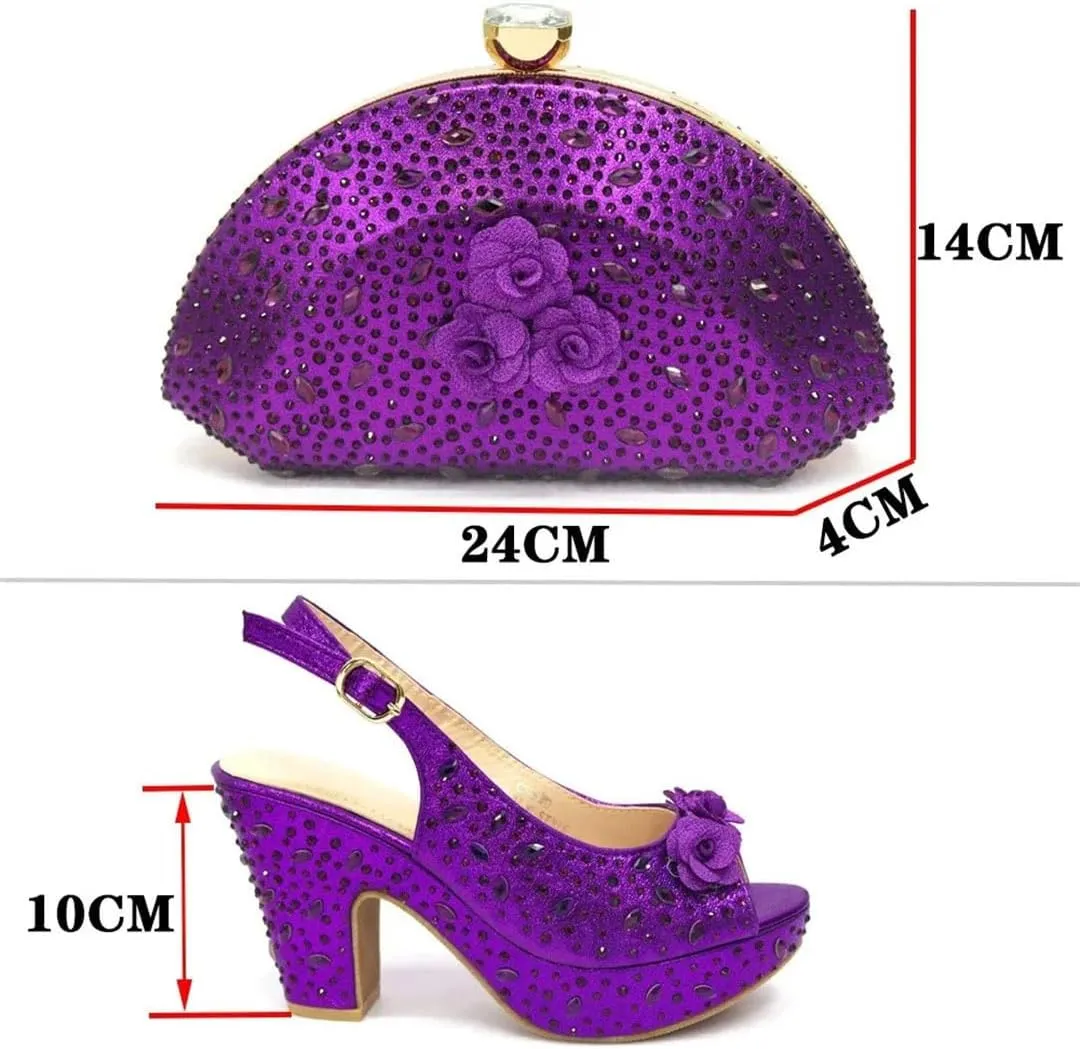 womens Summer Peep Toe Beach Wedding Sandals Clutch Nigerian Designer Party Set