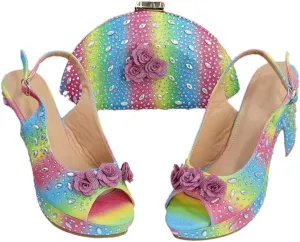 womens Summer Peep Toe Beach Wedding Sandals Clutch Nigerian Designer Party Set