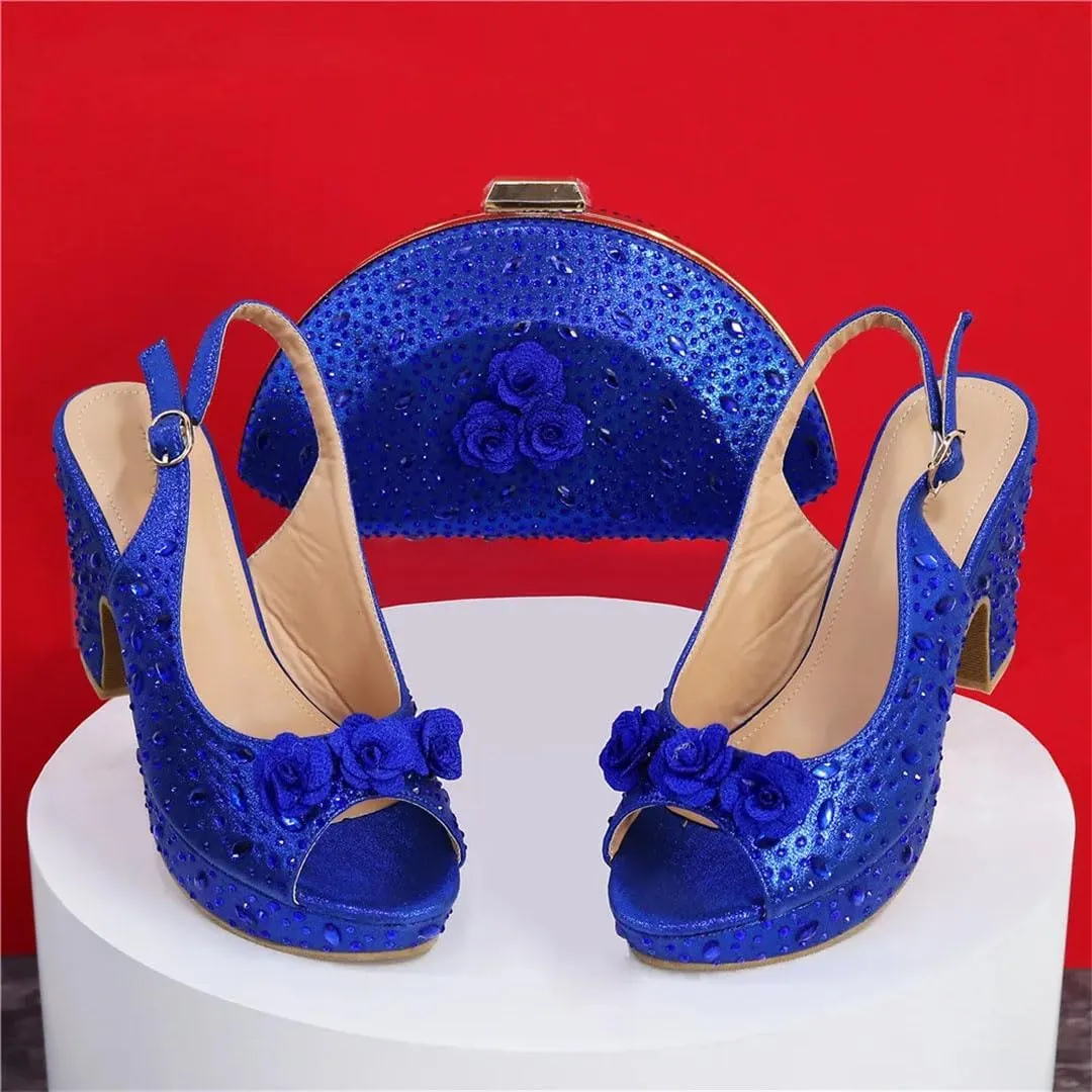 womens Summer Peep Toe Beach Wedding Sandals Clutch Nigerian Designer Party Set
