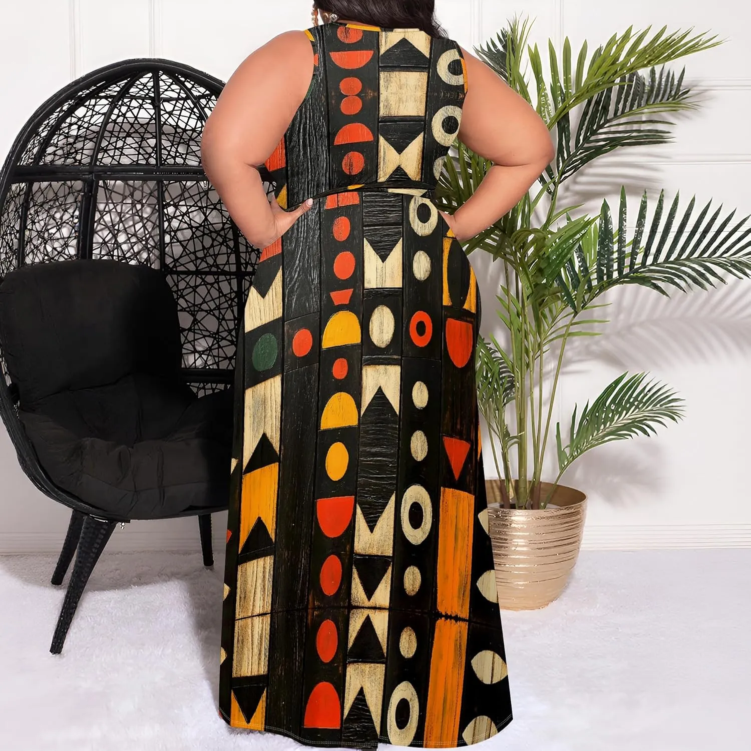 Women's Summer Sexy V-Neck Side Slit Dress Casual Fashion Sleeveless Flowing Cocktail Party Evening Dresses