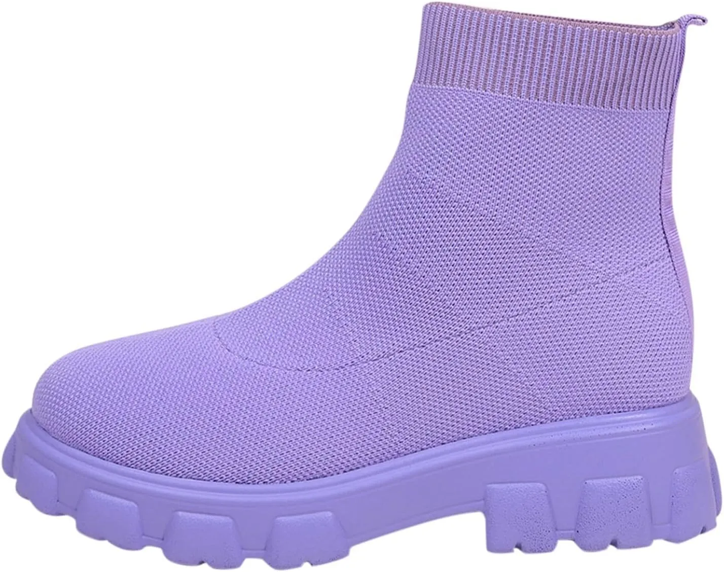 Women's Thick Bottom Boots Ankle Boots Thick Soles Round Toe Non Slip Solid Color Fly Woven Mesh Knit Flat