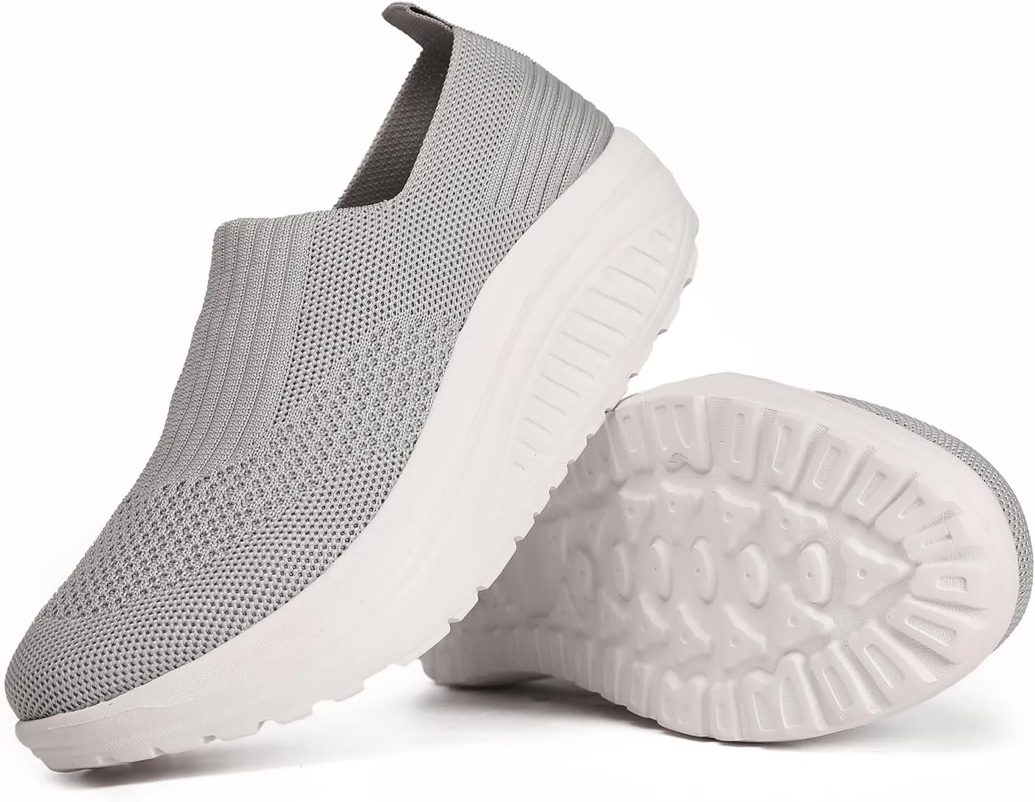 Women's Walking Shoes Slip-On Light Mesh Casual Jogging Shoes Knit Upper Non Slip Breathable Thick Rocking Bottom Shoes