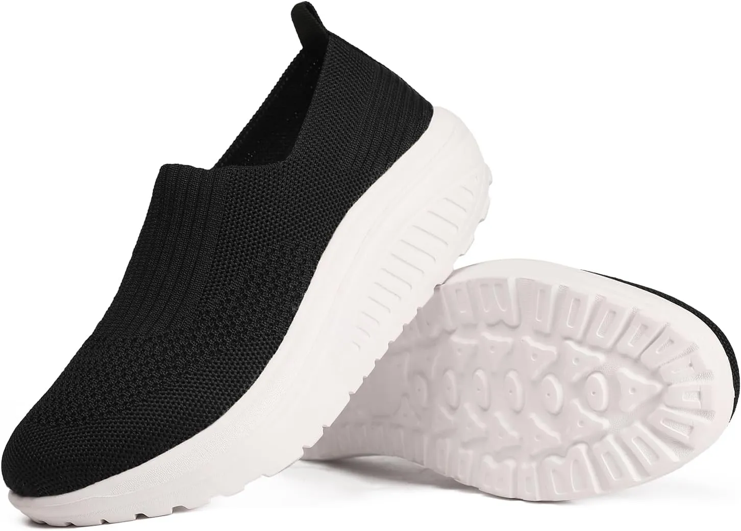 Women's Walking Shoes Slip-On Light Mesh Casual Jogging Shoes Knit Upper Non Slip Breathable Thick Rocking Bottom Shoes