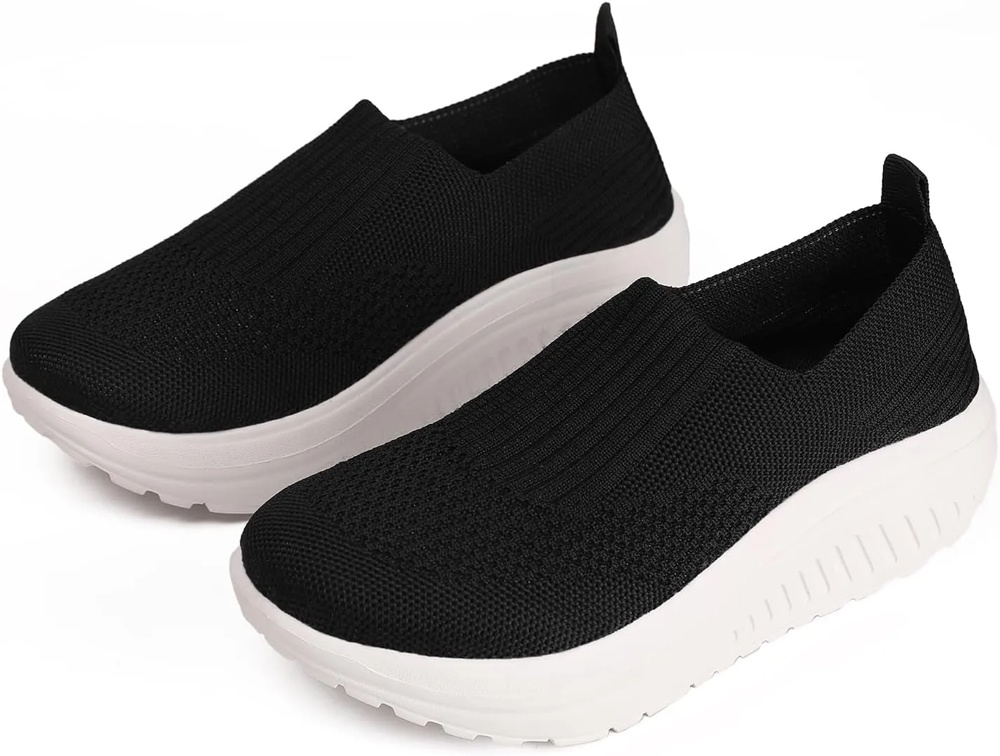 Women's Walking Shoes Slip-On Light Mesh Casual Jogging Shoes Knit Upper Non Slip Breathable Thick Rocking Bottom Shoes
