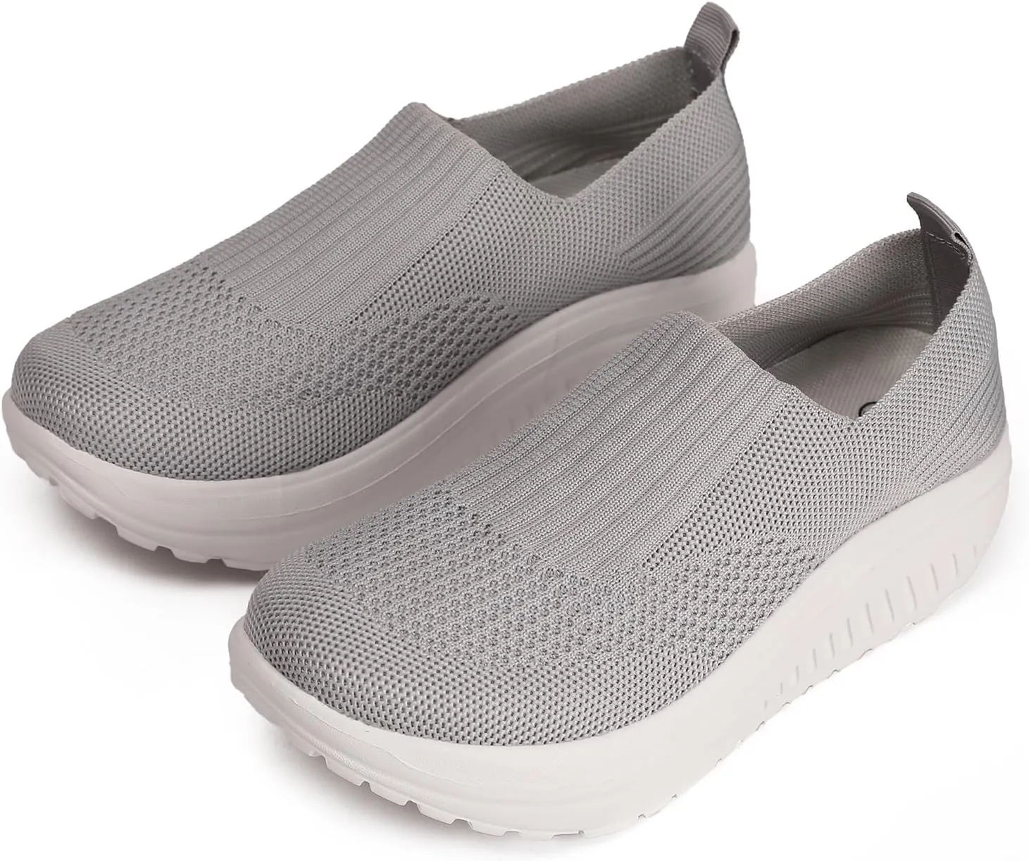 Women's Walking Shoes Slip-On Light Mesh Casual Jogging Shoes Knit Upper Non Slip Breathable Thick Rocking Bottom Shoes
