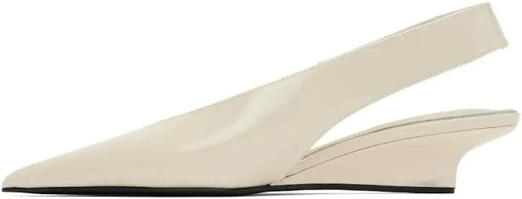Women's Wedge Heel Slingback Pumps Low Heel Pointed Toe Sandals Closed Toe Patent Leather Dress Party Wedding Shoes