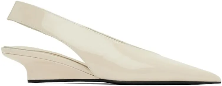 Women's Wedge Heel Slingback Pumps Low Heel Pointed Toe Sandals Closed Toe Patent Leather Dress Party Wedding Shoes