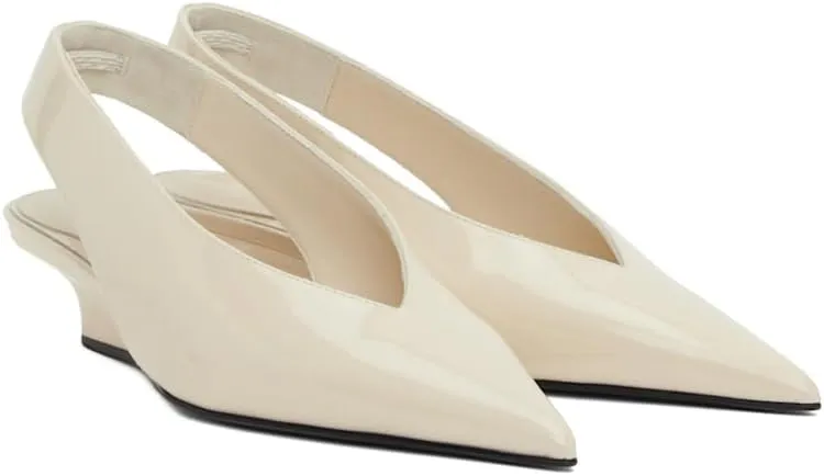 Women's Wedge Heel Slingback Pumps Low Heel Pointed Toe Sandals Closed Toe Patent Leather Dress Party Wedding Shoes