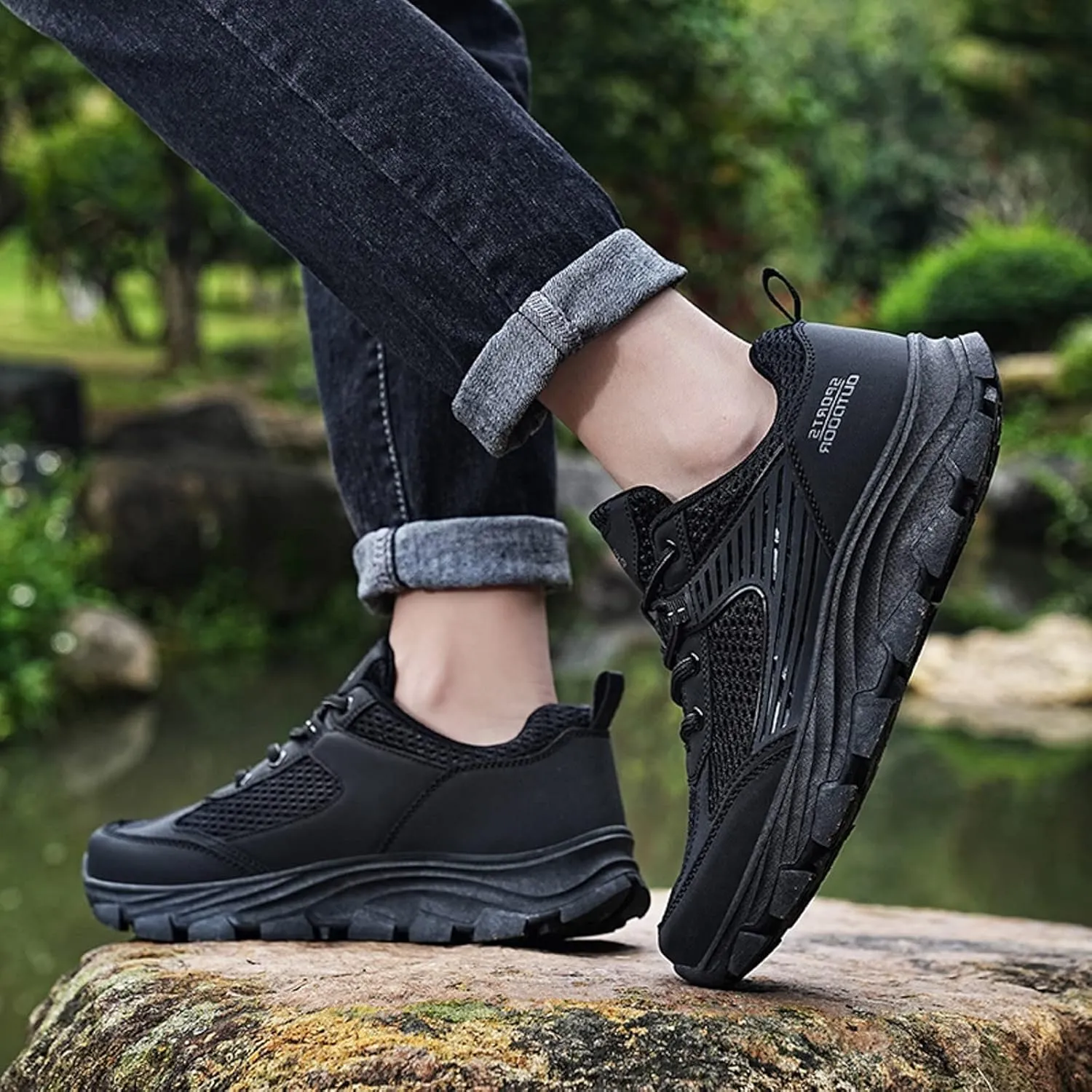 Workout Athletic Sport Shoes for Men Comfortable Breathable Stretch Canvas Slip on Sneaker Memory Foam Sneaker