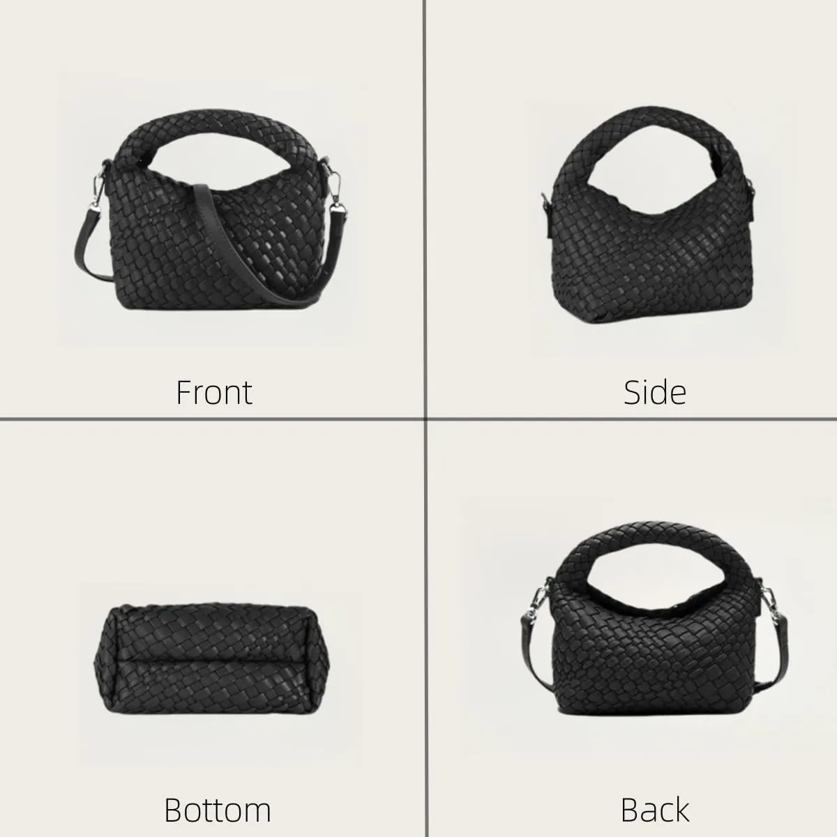 Woven Tote Small Crossbody Bag for Women, Leather Handbag Top-handle Designer Luxury Purse with Detachable Shoulder Strap