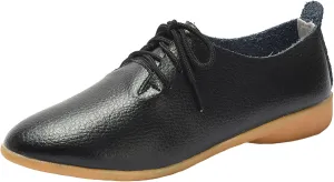 WUIWUIYU Womens Girls Lace Up Pointed Toe Oxfords Shoes Casual Dress Walking Driving Flats