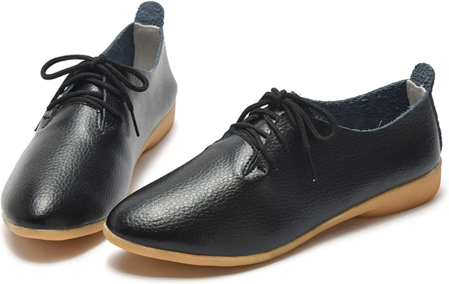 WUIWUIYU Womens Girls Lace Up Pointed Toe Oxfords Shoes Casual Dress Walking Driving Flats