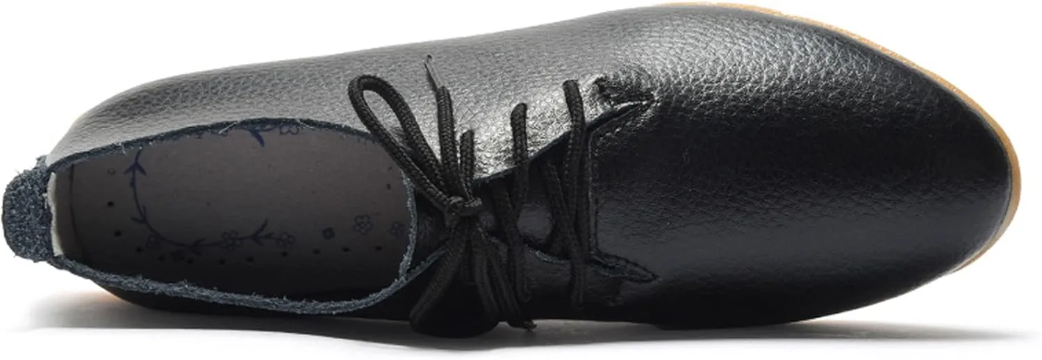 WUIWUIYU Womens Girls Lace Up Pointed Toe Oxfords Shoes Casual Dress Walking Driving Flats