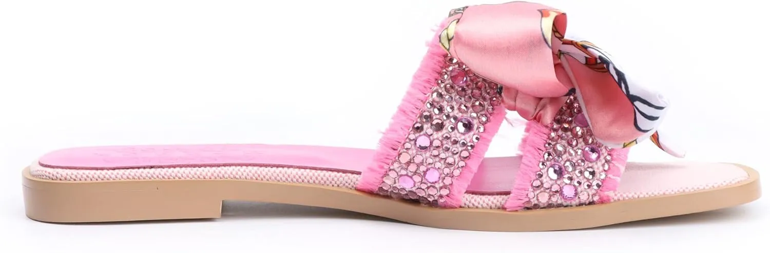 XOBZJH Evening Dress Shoes Rhinestone H-Brand Black Flat Sandals for Women 2025,Designer Luxury Crystals Slides Sandals for Wedding Party Slippers Footwear