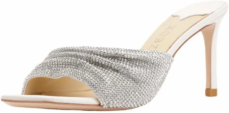 XOBZJH Luxury Designer Women's Stiletto Heeled Rhinestone Sandals Summer Open Toe Crystals Sandals Bride Wedding Dress Shoes