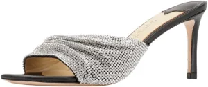 XOBZJH Luxury Designer Women's Stiletto Heeled Rhinestone Sandals Summer Open Toe Crystals Sandals Bride Wedding Dress Shoes