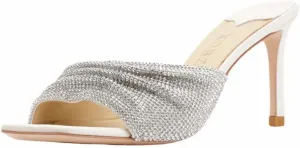 XOBZJH Luxury Designer Women's Stiletto Heeled Rhinestone Sandals Summer Open Toe Crystals Sandals Bride Wedding Dress Shoes