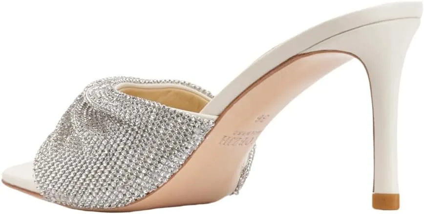 XOBZJH Luxury Designer Women's Stiletto Heeled Rhinestone Sandals Summer Open Toe Crystals Sandals Bride Wedding Dress Shoes