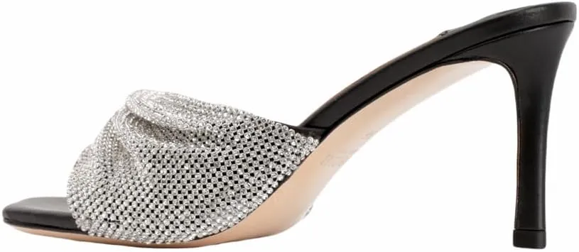 XOBZJH Luxury Designer Women's Stiletto Heeled Rhinestone Sandals Summer Open Toe Crystals Sandals Bride Wedding Dress Shoes