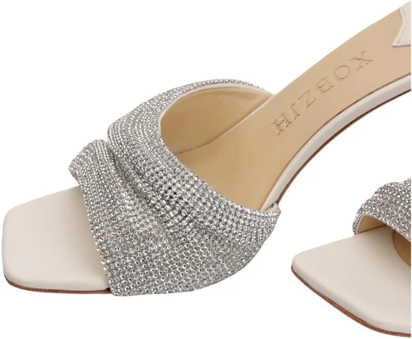 XOBZJH Luxury Designer Women's Stiletto Heeled Rhinestone Sandals Summer Open Toe Crystals Sandals Bride Wedding Dress Shoes