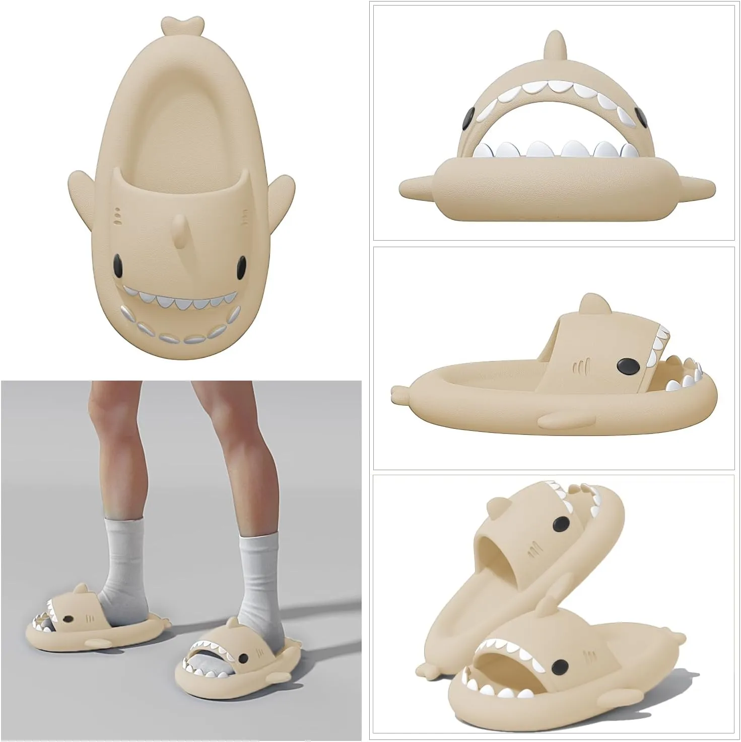 XPKWS Shark Slides for Women and Men Unisex Cloud Slippers Adult Novelty Beach Sandals with Thick Sole