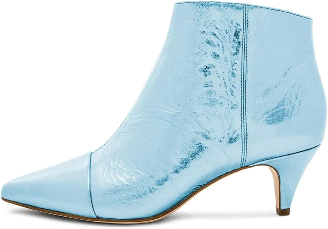 XYD Women Chic Low Kitten Heel Ankle Boots Pointed Closed Toe Side Zipper Prom Glitter Party Fashion Short Bootie Shoes