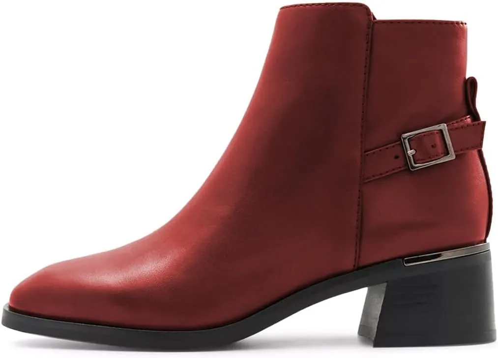XYD Women's Ankle Boots Cork Block Low Heels Square Toe Toe Side Zipper Fall Casual Comfy Booties Shoes