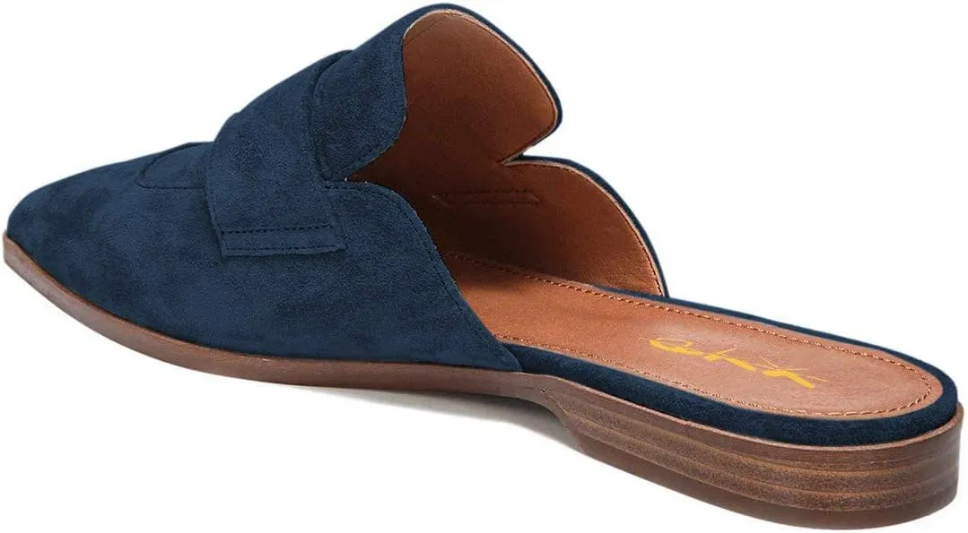 XYD Womens Retro Pointed Closed Toe Mule Flats Slip On Backless Dress Sandal Slides Comfortable Casual Walking Loafers Shoes