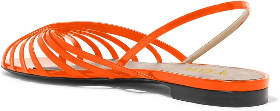 YDN Womens Peep Toe Hollow Out Slingback Flats Sandals Comfort Cutout Summer Shoes Size 4-15 US
