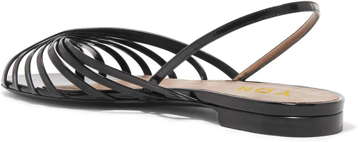 YDN Womens Peep Toe Hollow Out Slingback Flats Sandals Comfort Cutout Summer Shoes Size 4-15 US