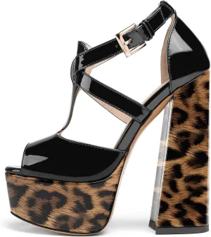 YODEKS Women's Peep Toe Chunky Heel Sandals Ankle Strap Platform Wedding Shoes
